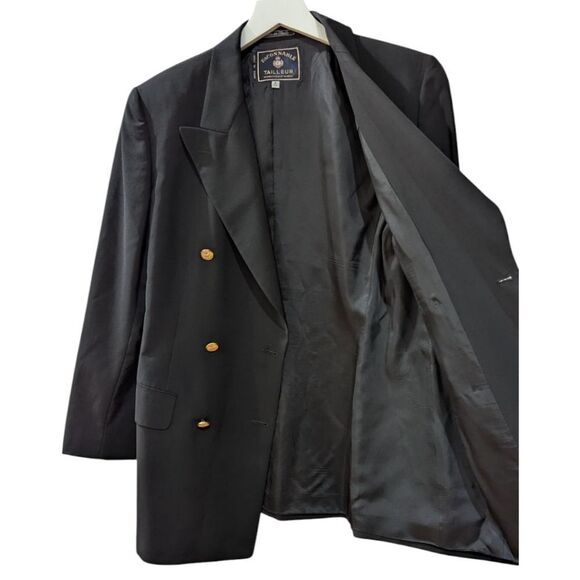 Faconnable Italy Women's 8 Black Double Breasted Wool Blazer with Gold Buttons - Picture 4 of 8